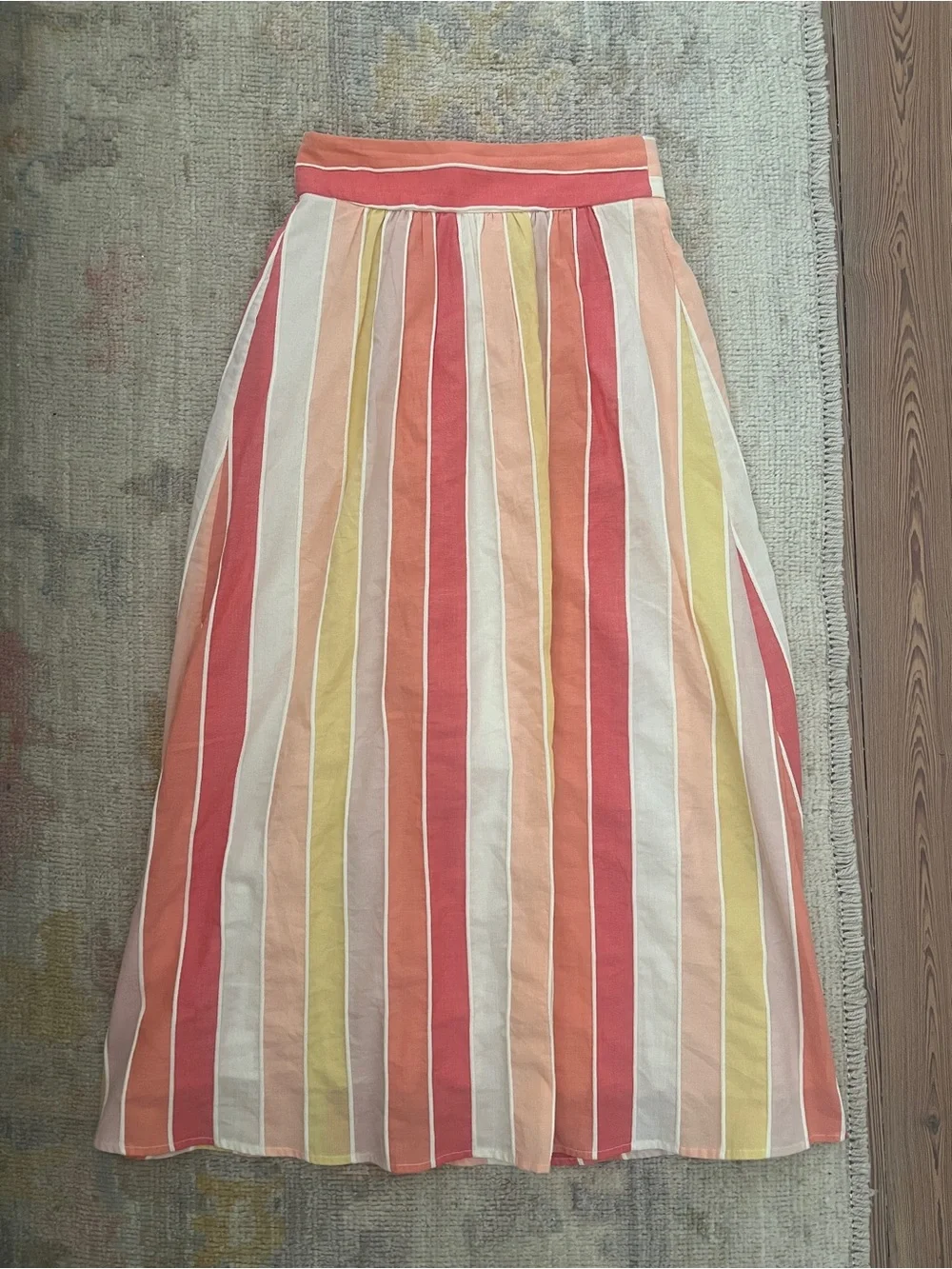 Sezane Siloe Striped Coral Skirt